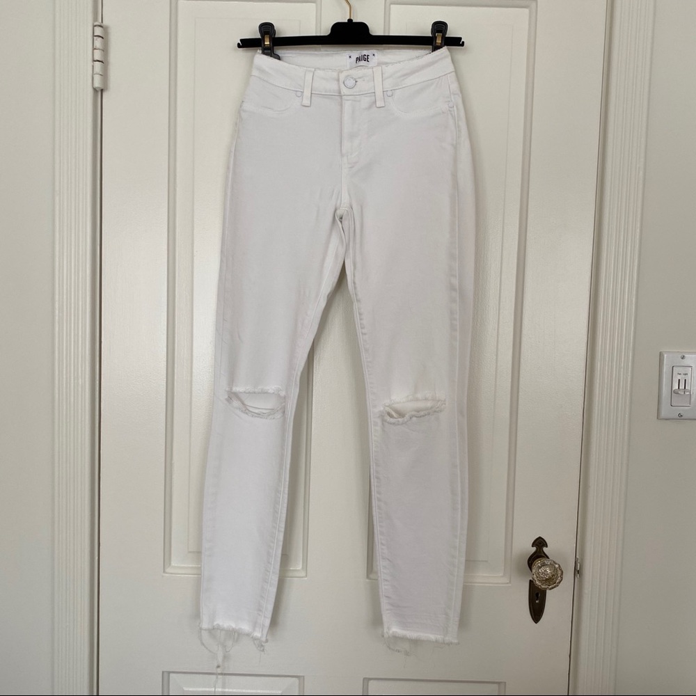 Paige brand distressed white jeans